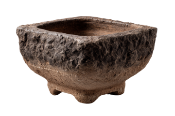 Ancient stone mortar, white isolate background