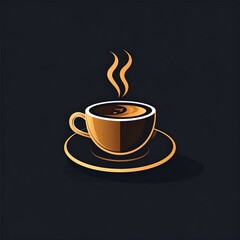 Obraz premium coffee icon logo design in a minimalist style featuring with dark background