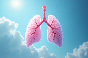 3D rendering of human lungs in pink