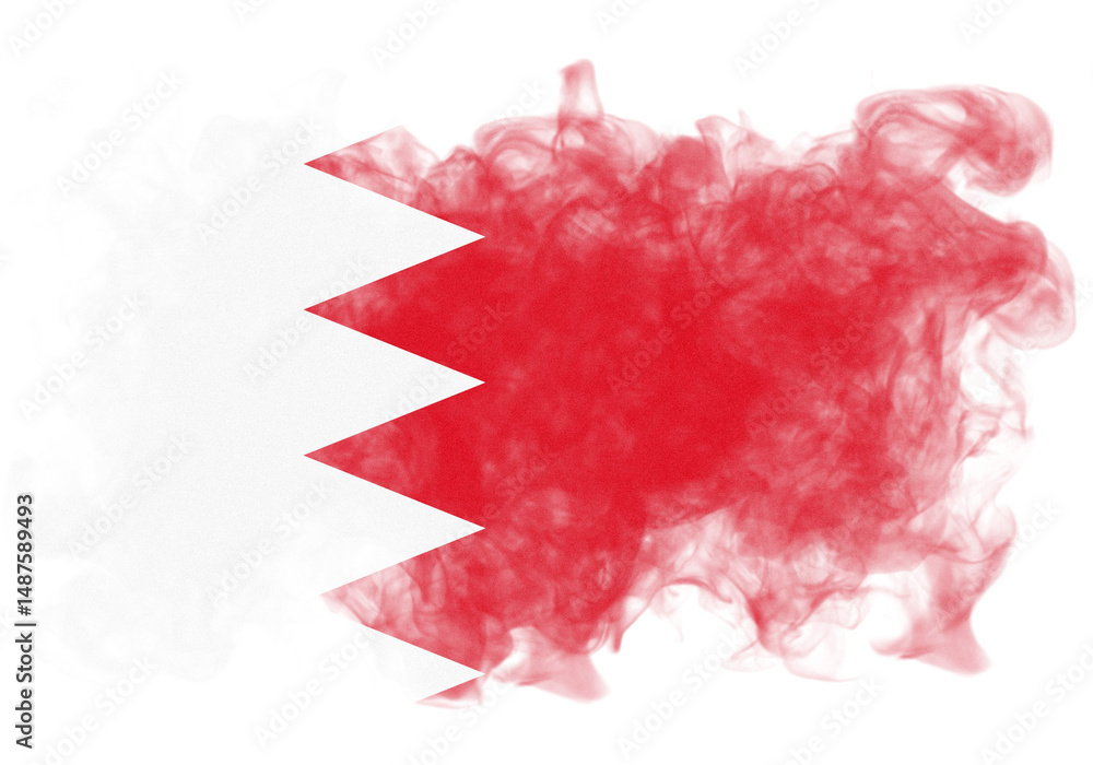 Poster a digital rendering of the bahrain flag with a unique grunge texture against black conveying a sense