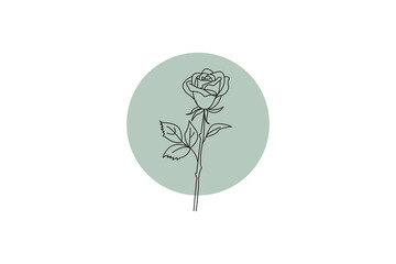 Vector illustration of a green rose flower plant and tree symbolizing nature and growth
