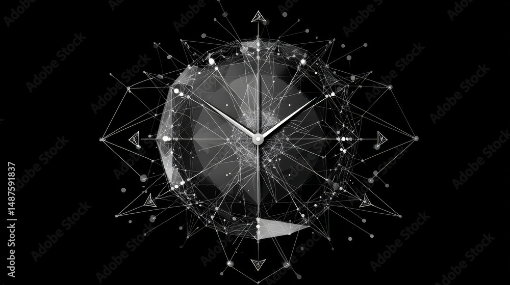 Aufkleber clock icon from lines, triangles and particle style design. illustration vector