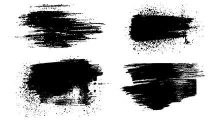 Grunge Urban Brush Stroke Textures Set Black Isolated on White Background. Distressed Hand Drawn Vector Textures Collection. 