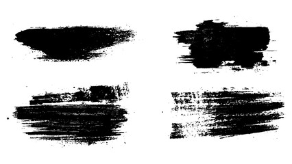 Grunge Urban Brush Stroke Textures Set Black Isolated on White Background. Distressed Hand Drawn Vector Textures Collection. 