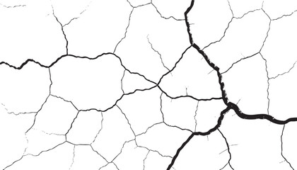 Distressed ground crack design. Earthquake surface breaks and cracked wall sketch texture. Perfect for use in retro styled visuals and weathered background art.