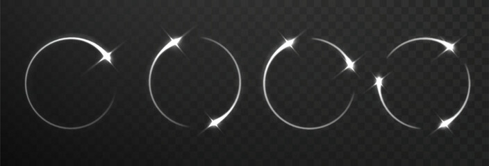 Circle light star frames isolated. Circles light with tracing effect. Light glowing effect. Abstract motion lines © Ann_Sereda