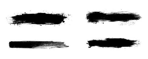 Vector set of brush strokes. Black brush strokes. 