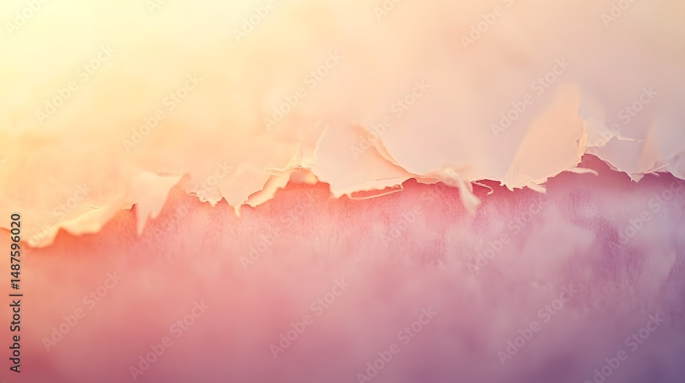 Poster torn paper with a soft pastel color gradient.