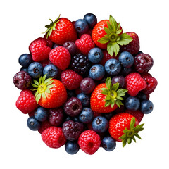 Assorted Berries Overhead, Strawberries, Blueberries, Raspberries