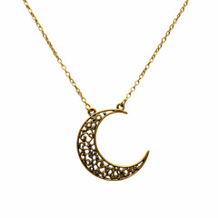 Gold Crescent Moon Necklace  Filigree Jewelry