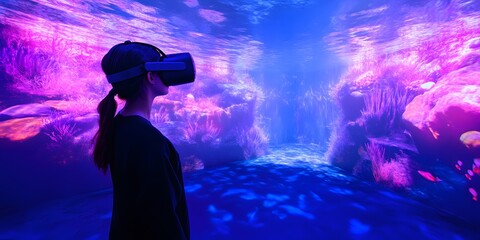 Immersive virtual reality experience in an underwater environment.