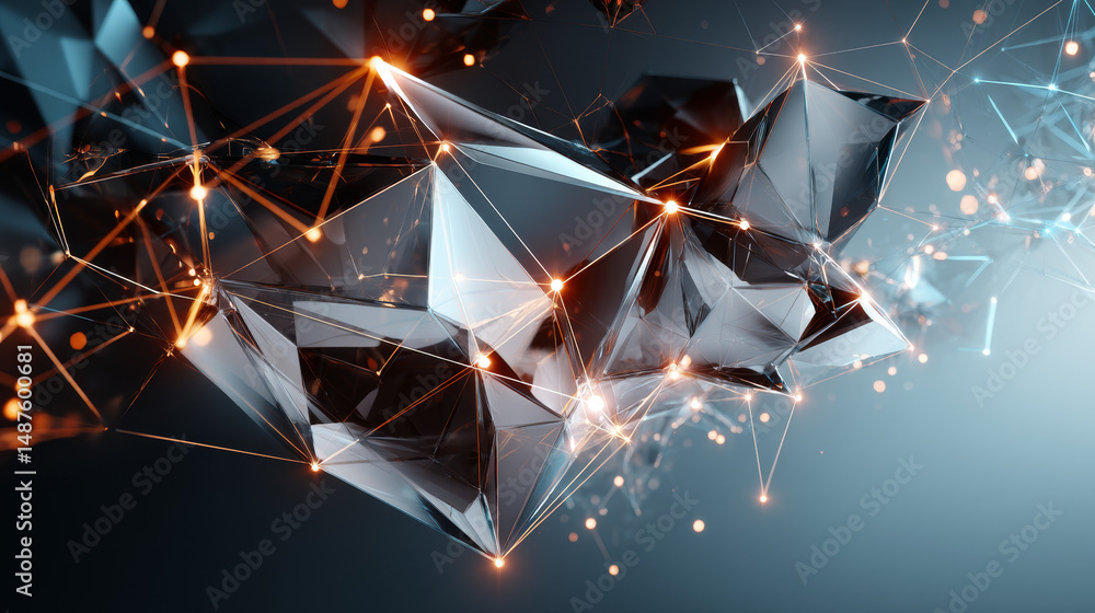 Poster abstract futuristic polygons and lines technology concept background