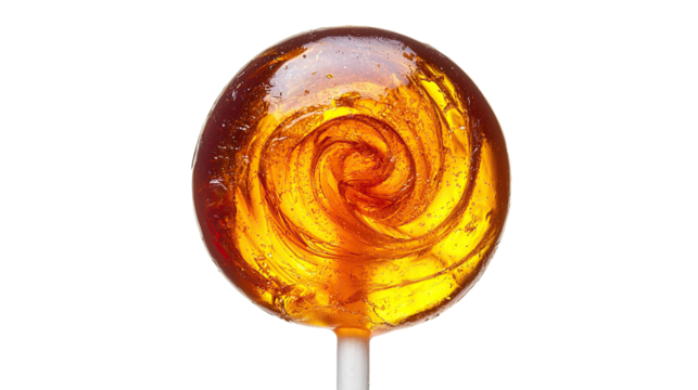 Swirl lollipop candy on a white stick, isolated transparent background. PNG