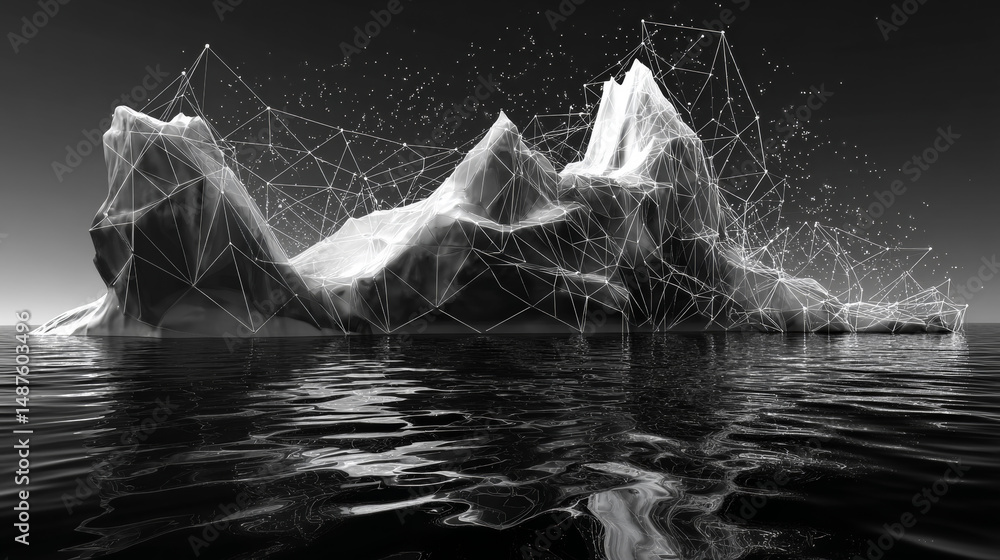Aufkleber iceberg form lines, triangles and particle style design. illustration vector