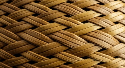 Woven Straw Texture Close-up Wickerwork Pattern Background