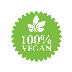 vegetarian 100% icon, logo, icon vector, green vegan label, background