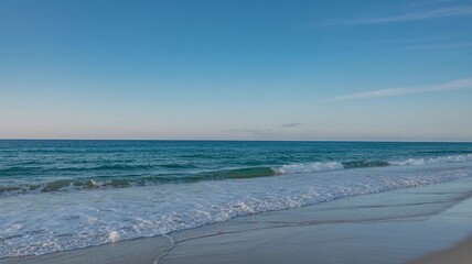 Scenic View of Ocean Horizon with Waves and Blue Sky