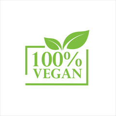 vegetarian 100% icon, logo, icon vector, green vegan label, background