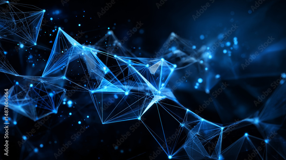 Poster abstract lines connection network and futuristic technology connection concept dark blue background