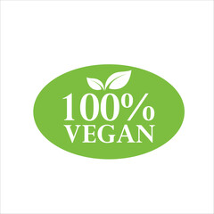 vegetarian 100% icon, logo, icon vector, green vegan label, background