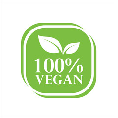 vegetarian 100% icon, logo, icon vector, green vegan label, background