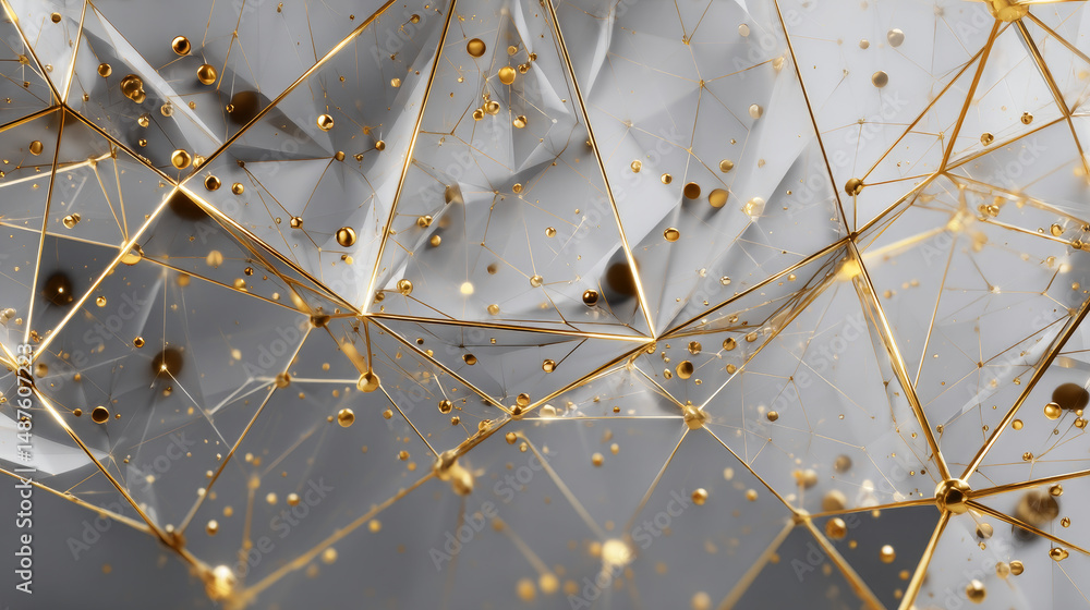 Poster gold diamond. low polygon line, triangles, and particle style design. abstract geometric wireframe l