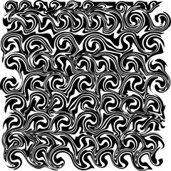 Black and white abstract seamless geometric floral pattern for retro textile and wallpaper design