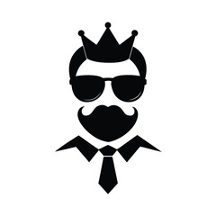Stylish Man with Crown Sunglasses and Mustache