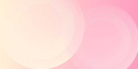 Obraz premium Minimalist banner background, pastel colorful, pink and yellow gradations. Circle effect style geometric, abstract background.