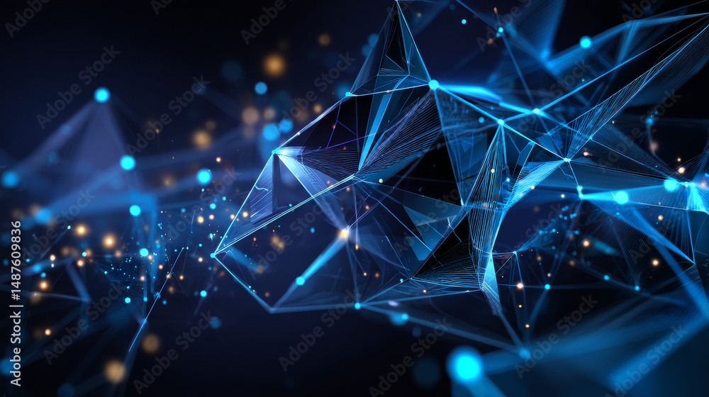 Aufkleber 5g technology form lines, triangles and particle style design. illustration vector