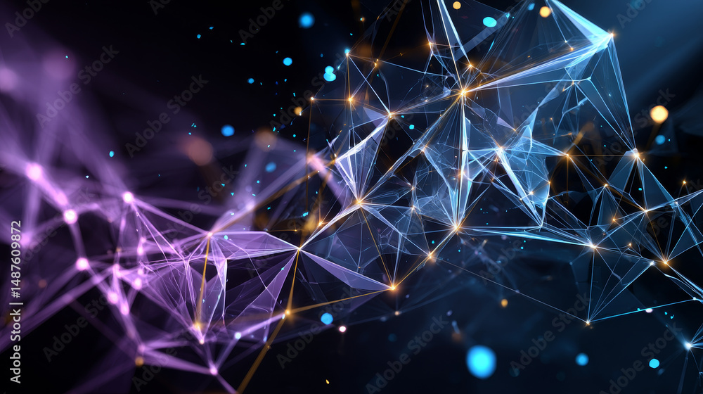 Poster 5g technology form lines, triangles and particle style design. illustration vector
