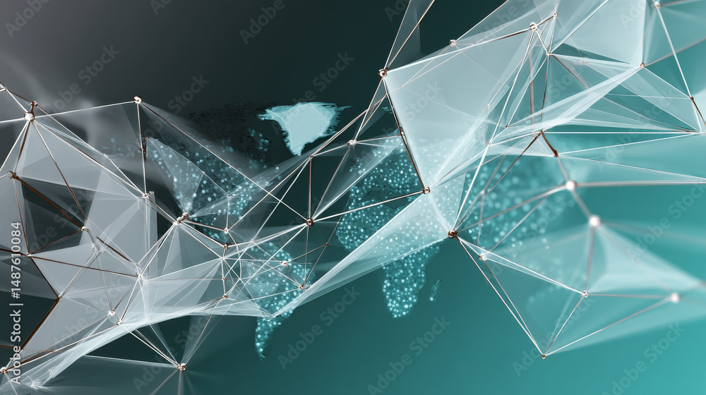 Aufkleber maps and pin form lines, triangles and particle style design. illustration vector