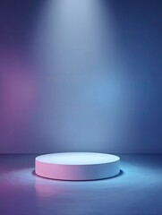 Cylindrical Platform: Minimalist Purple and Blue Studio Lighting