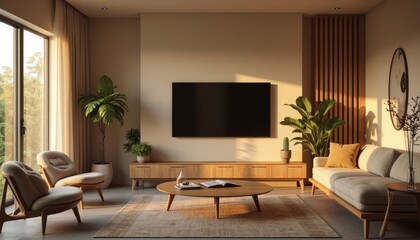 Living Room Interior with Modern Furniture and Natural Light