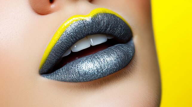Opal Glow Stormy Gray Lipstick Minimal Sheen - Metallic silver and vibrant yellow lipstick shades create a bold, modern, and glamorous look. Symbolizing: Innovation, confidence, artistry, vibrancy