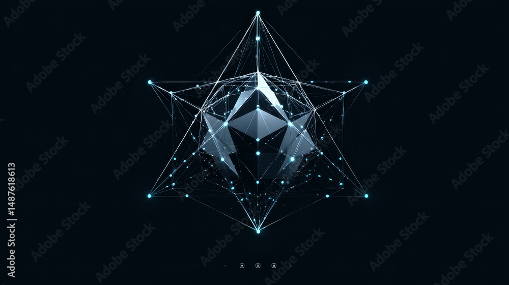 Poster smart home icon from lines, triangles and particle style design. vector illustration