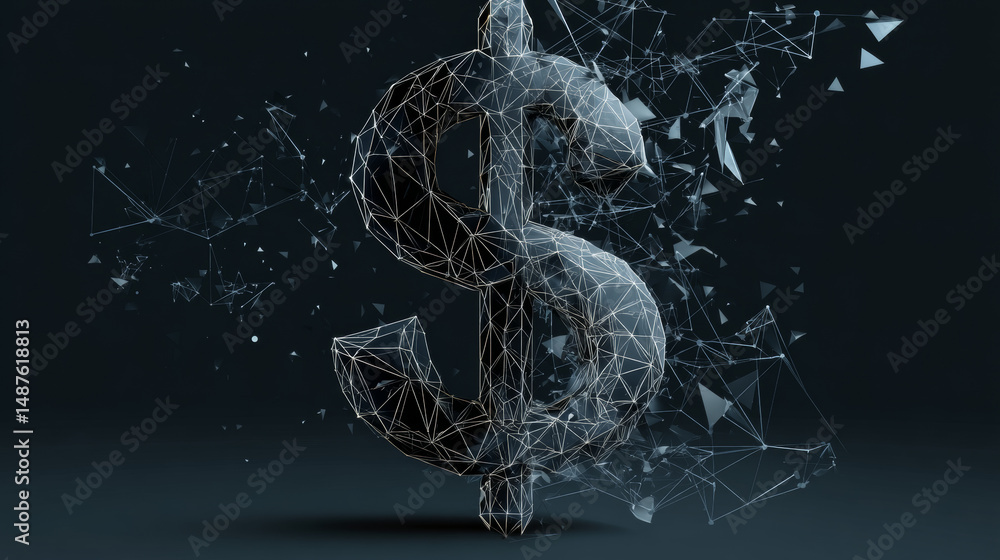 Poster money convert icon form lines, triangles and particle style design. illustration vector