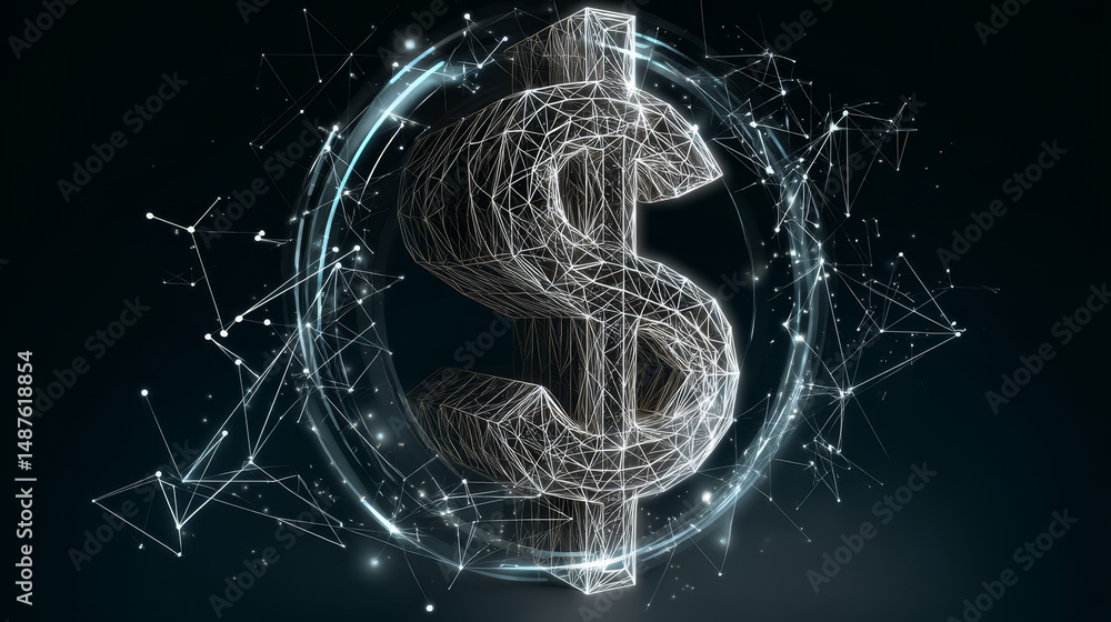 Aufkleber money convert icon form lines, triangles and particle style design. illustration vector