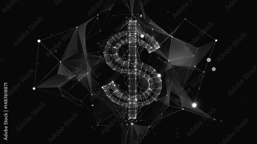 Poster money convert icon form lines, triangles and particle style design. illustration vector