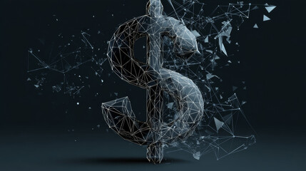 Money convert icon form lines, triangles and particle style design. Illustration vector