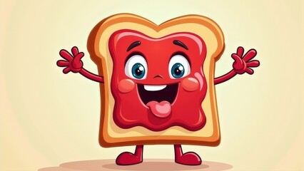 Fototapeta premium cartoon cheeky toast character with jam illustration