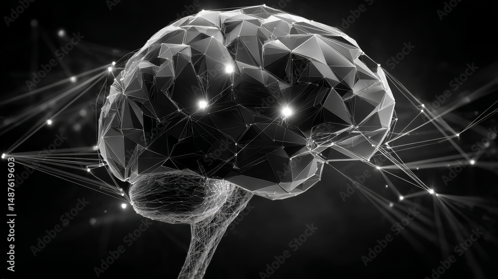 Poster human brain in flat style design. artificial intelligence. ai. creative thinking. brian technology. 