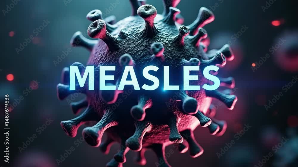 Poster measles outbreak concept ,vibrant 3d representation of measles virus understanding its structure, he