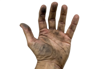 Dirty man hands ,isolated on white background PNG 