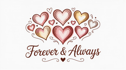 Hand-drawn heart icons in a calligraphy style for Valentine s Day