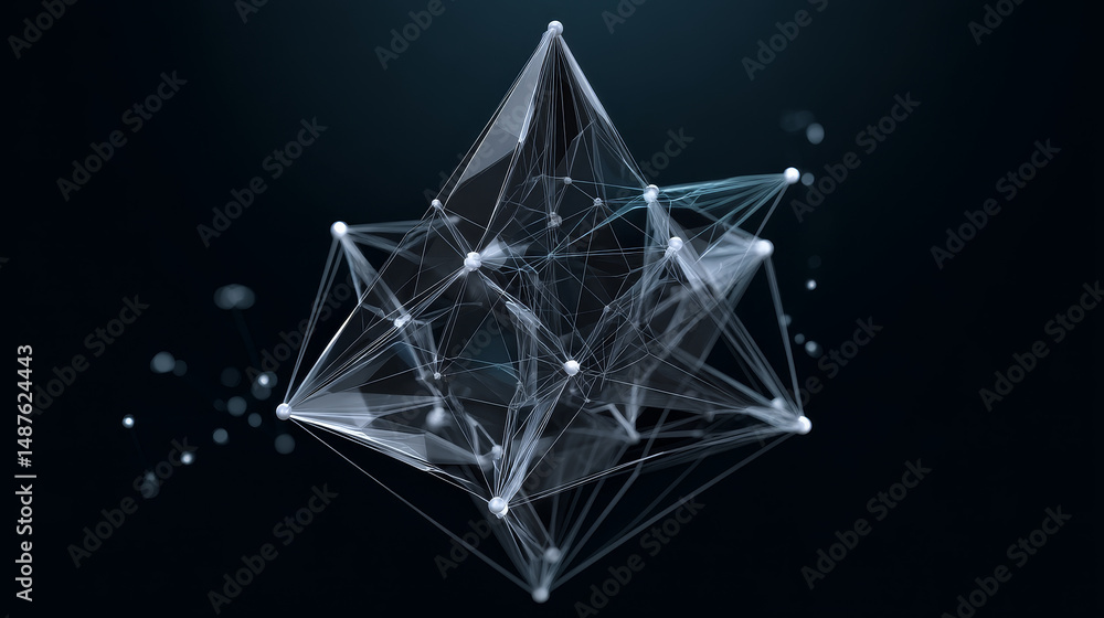 Poster safety work icon from lines, triangles and particle style design. illustration vector