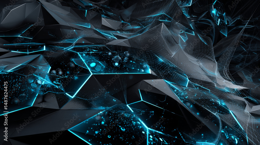 Poster abstract futuristic polygons and lines technology concept background