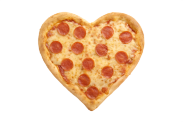Heart shaped pizza ,isolated on white background PNG 