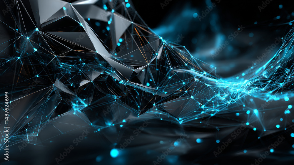 Poster abstract futuristic polygons and lines technology concept background
