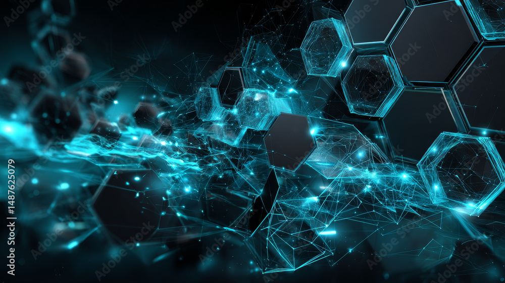 Poster abstract technology digital hi tech hexagons concept background. space for your text